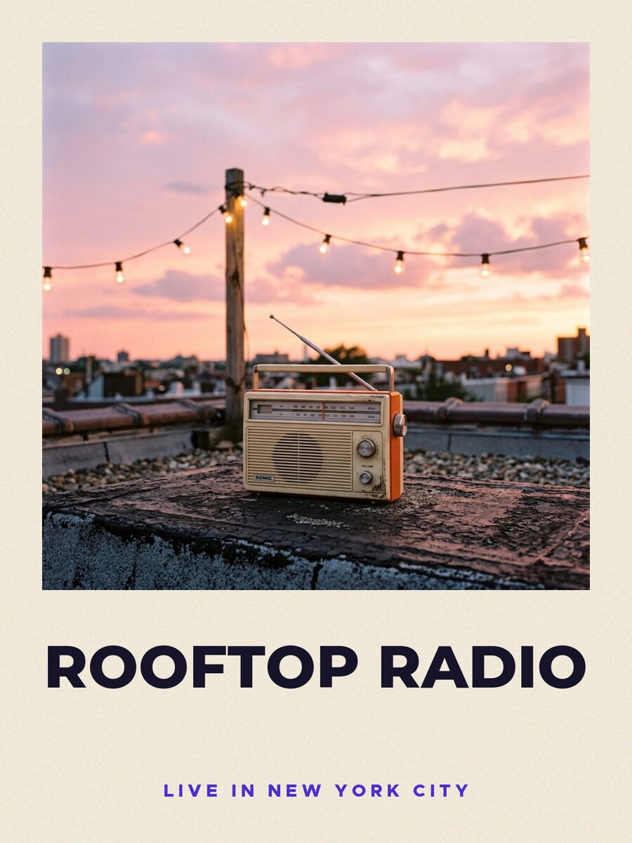 Gig poster, signed by Rooftop Radio