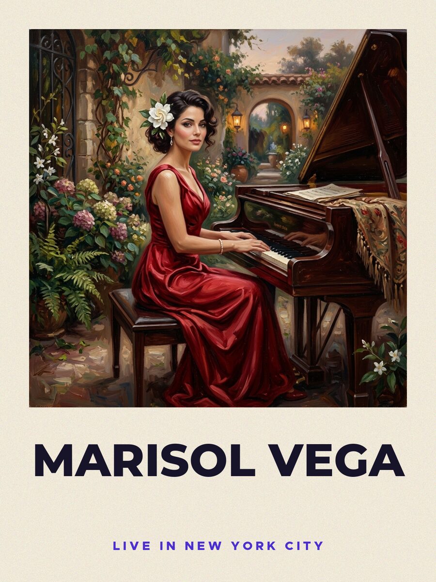 Gig poster, signed by Marisol Vega